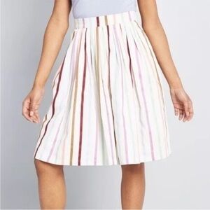ModCloth Aspiration Creation Striped Skirt Large Knee Length Circle Rainbow